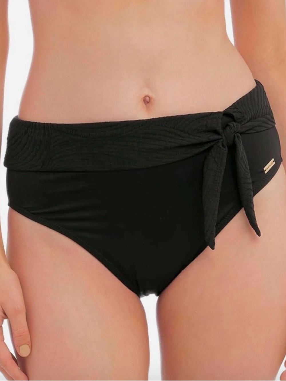 ☀️NWT Fantasie Ottawa Black Fold-Over Side Tie High-Waisted Bikini Bottoms, XL